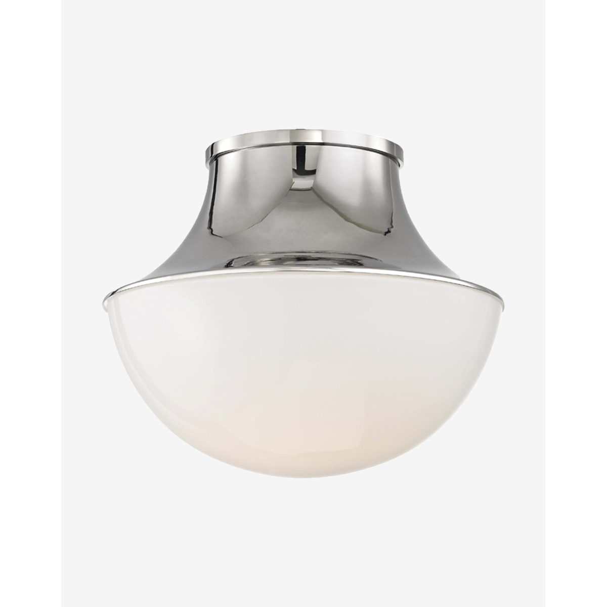 Lettie Flush Mount by Hudson Valley Lighting – Demi-Globe Glass Ceiling Fixture with Spun Metal Funnel Design