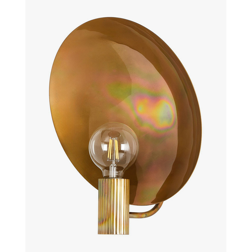Lund Sconce Scandi-inspired pared-back Nordic wall light with warm diffused glow in minimalist bedroom interior