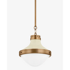 Maxton Pendant geometric metal hanging light with warm directional glow over kitchen island in modern interior