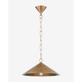 Midvale Pendant hanging light with tapered shade over kitchen island casting warm downlight