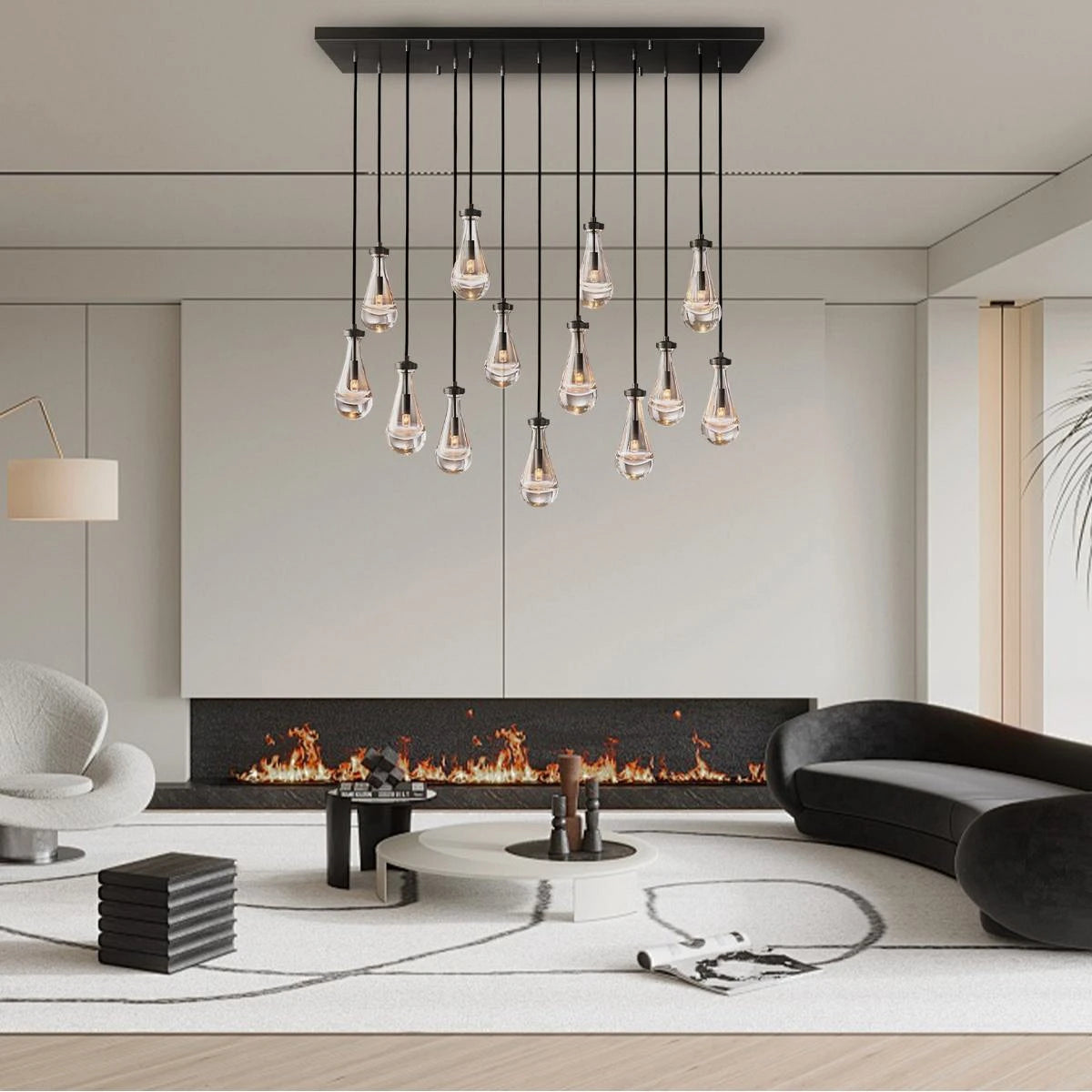 Modern Raindrop Crystal Rectangular Chandelier