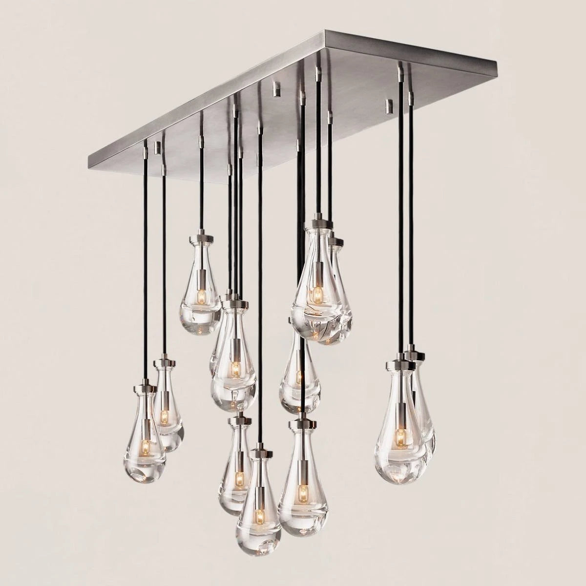 Modern Raindrop Crystal Rectangular Chandelier