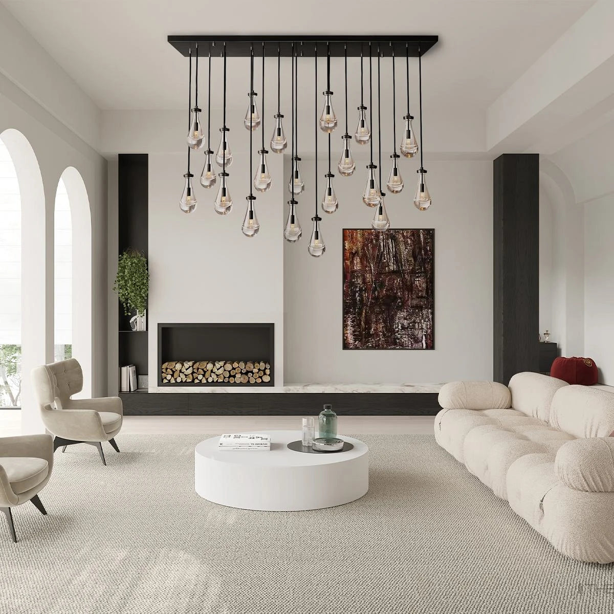 Modern Raindrop Crystal Rectangular Chandelier