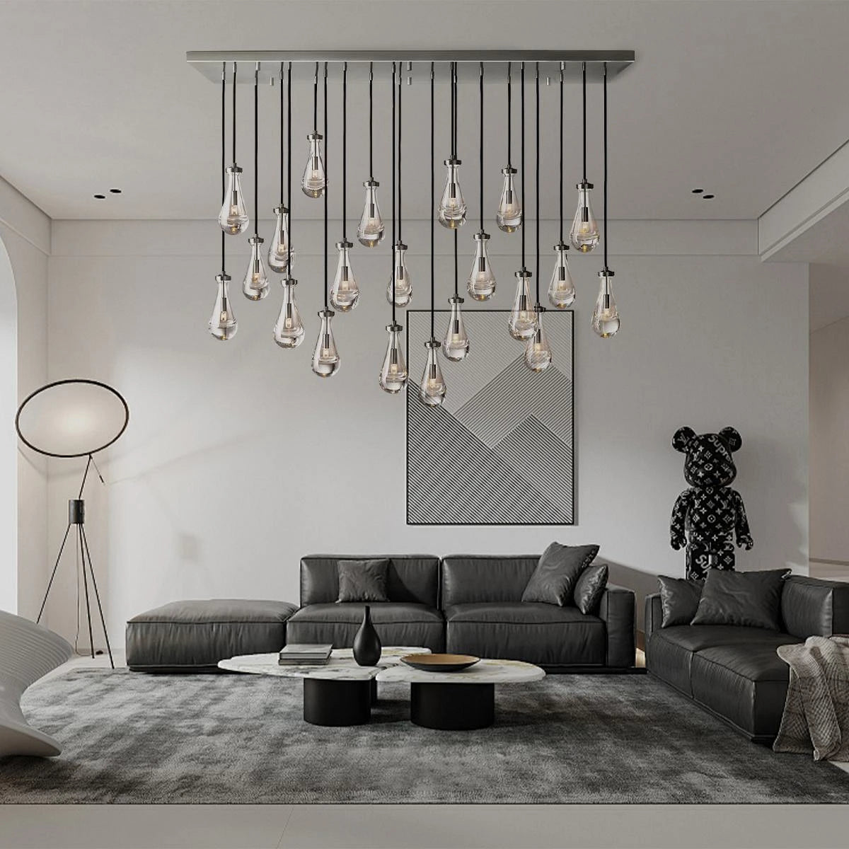 Modern Raindrop Crystal Rectangular Chandelier