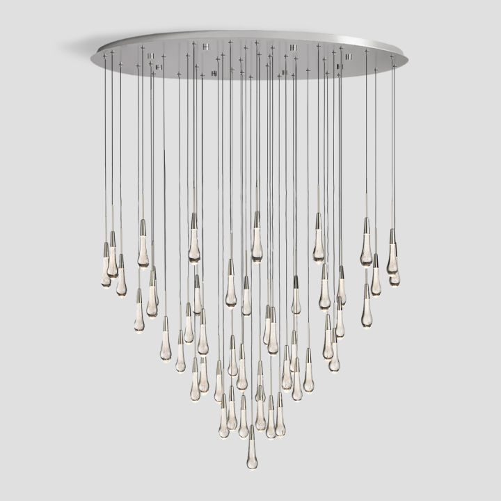 Solitaire Raindrop Round Chandelier – Modern Crystal Round Lighting Fixture - View 30