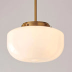satin brass schoolhouse pendant light with opal globe