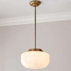 satin brass schoolhouse pendant light with opal globe