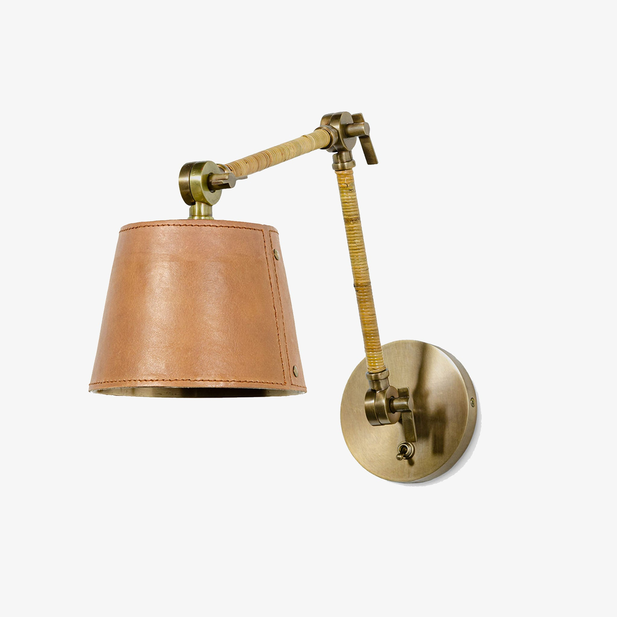 Hendrick Articulating Sconce - Adjustable Brass & Leather Wall Light
