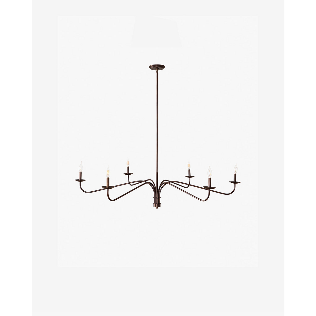 Philomena chandelier with sweeping arms and candle lights