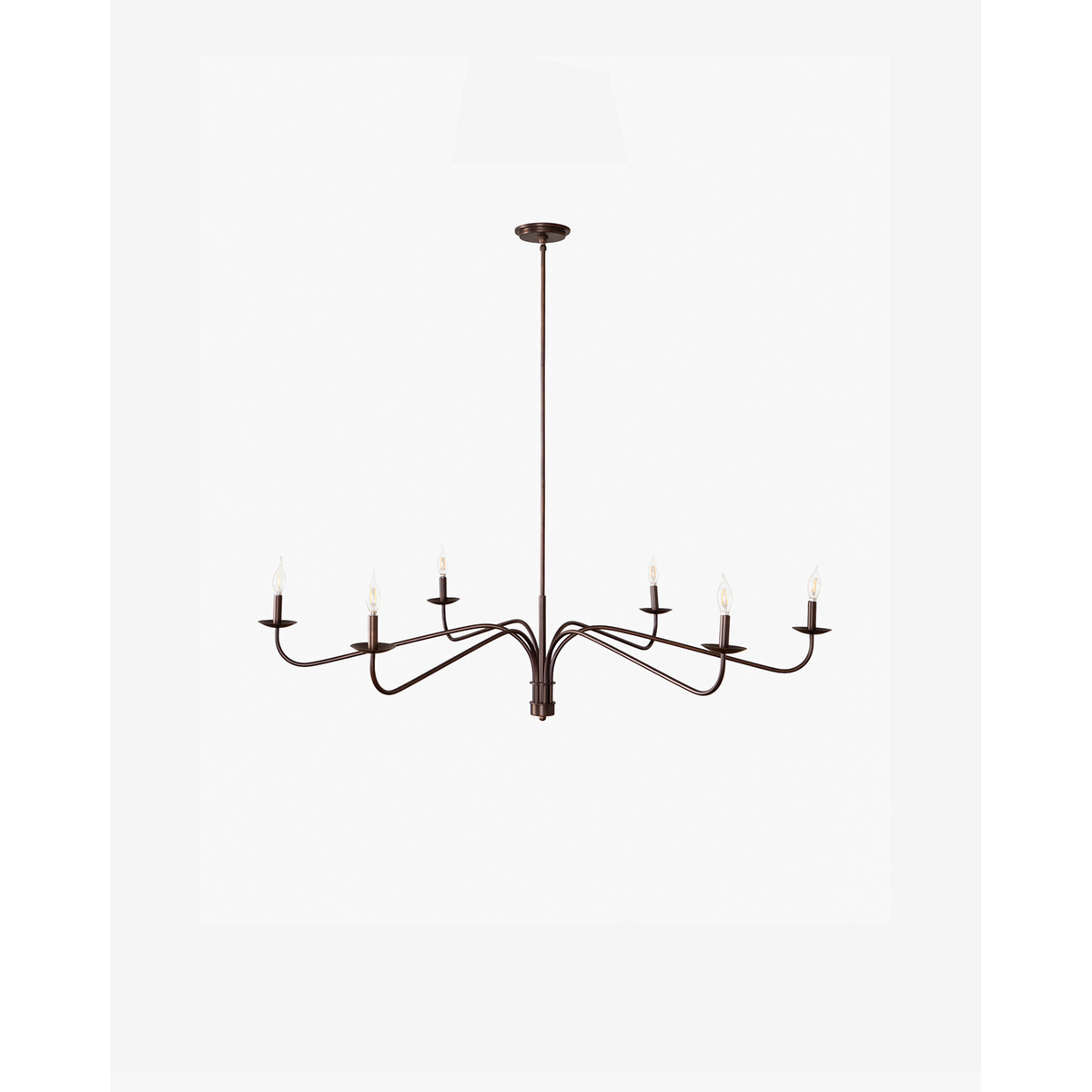 Philomena chandelier with sweeping arms and candle lights