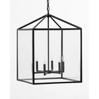 Pietro Lantern Pendant Italian-inspired geometric open-frame hanging lantern with warm ambient glow in elegant dining room