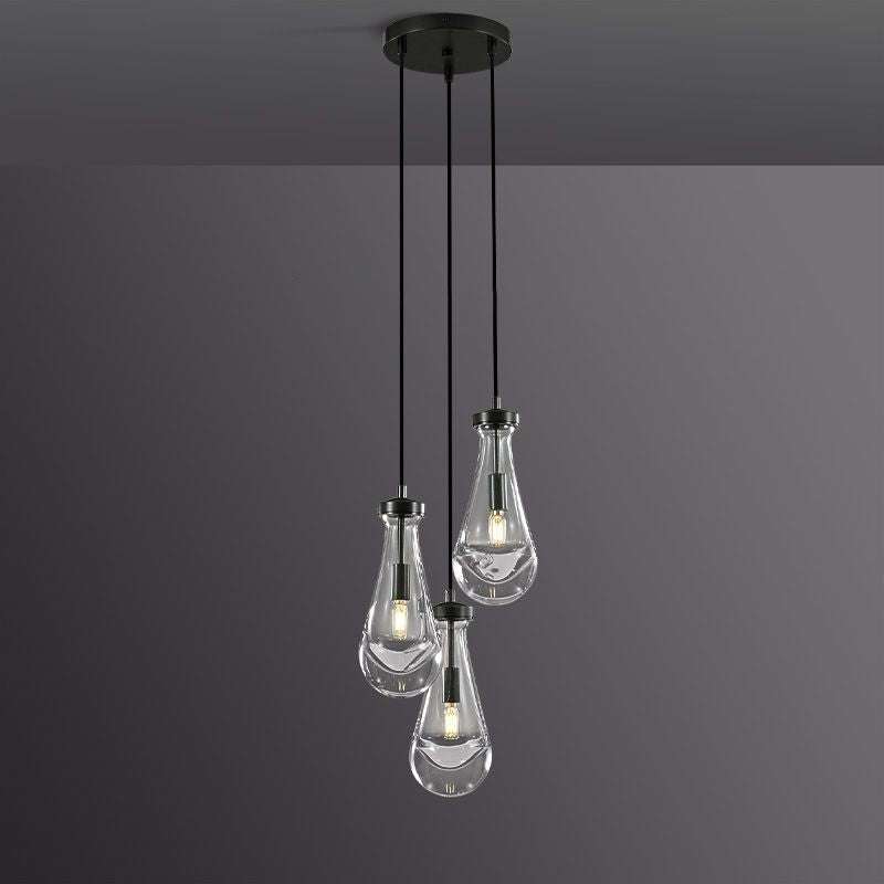 Rain Drops 3 Lights Cord Round Chandelier