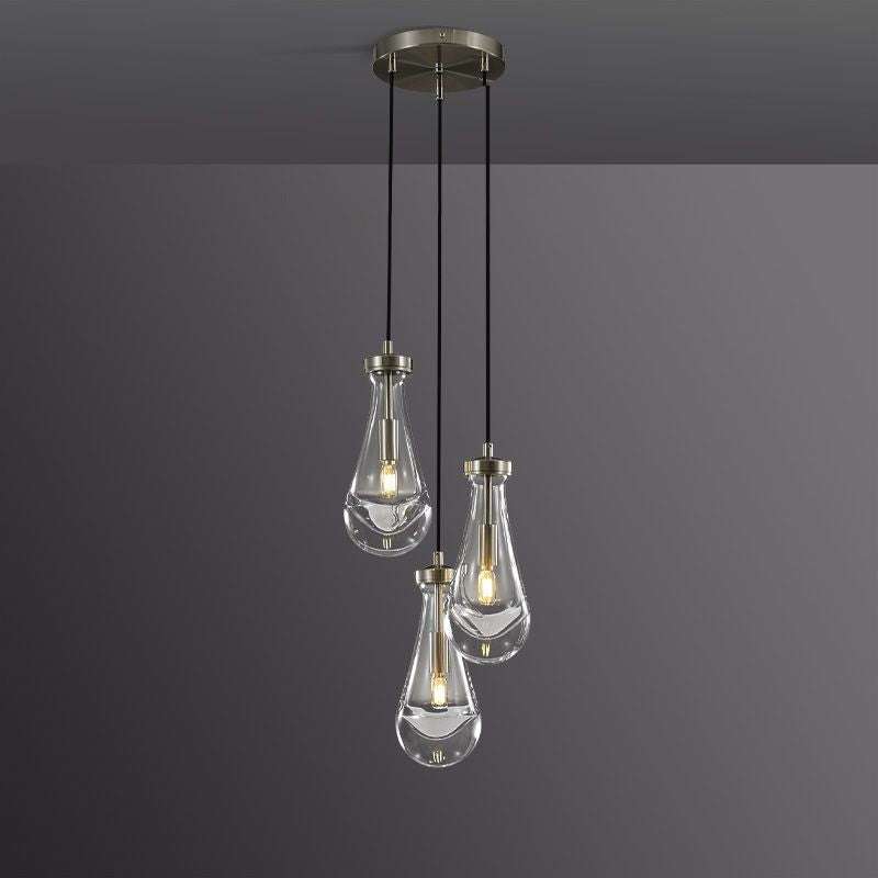 Rain Drops 3 Lights Cord Round Chandelier