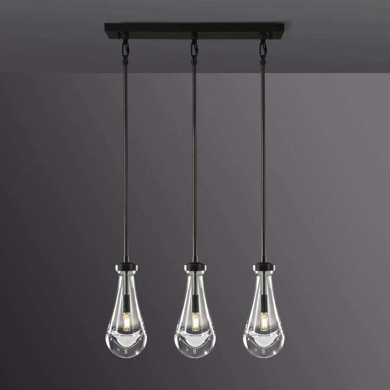 Rain Drops 3 Lights Rectangular Chandelier - Enchanting Glow & Modern Elegance