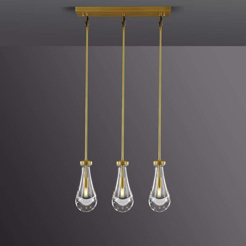 Rain Drops 3 Lights Rectangular Chandelier - Enchanting Glow & Modern Elegance