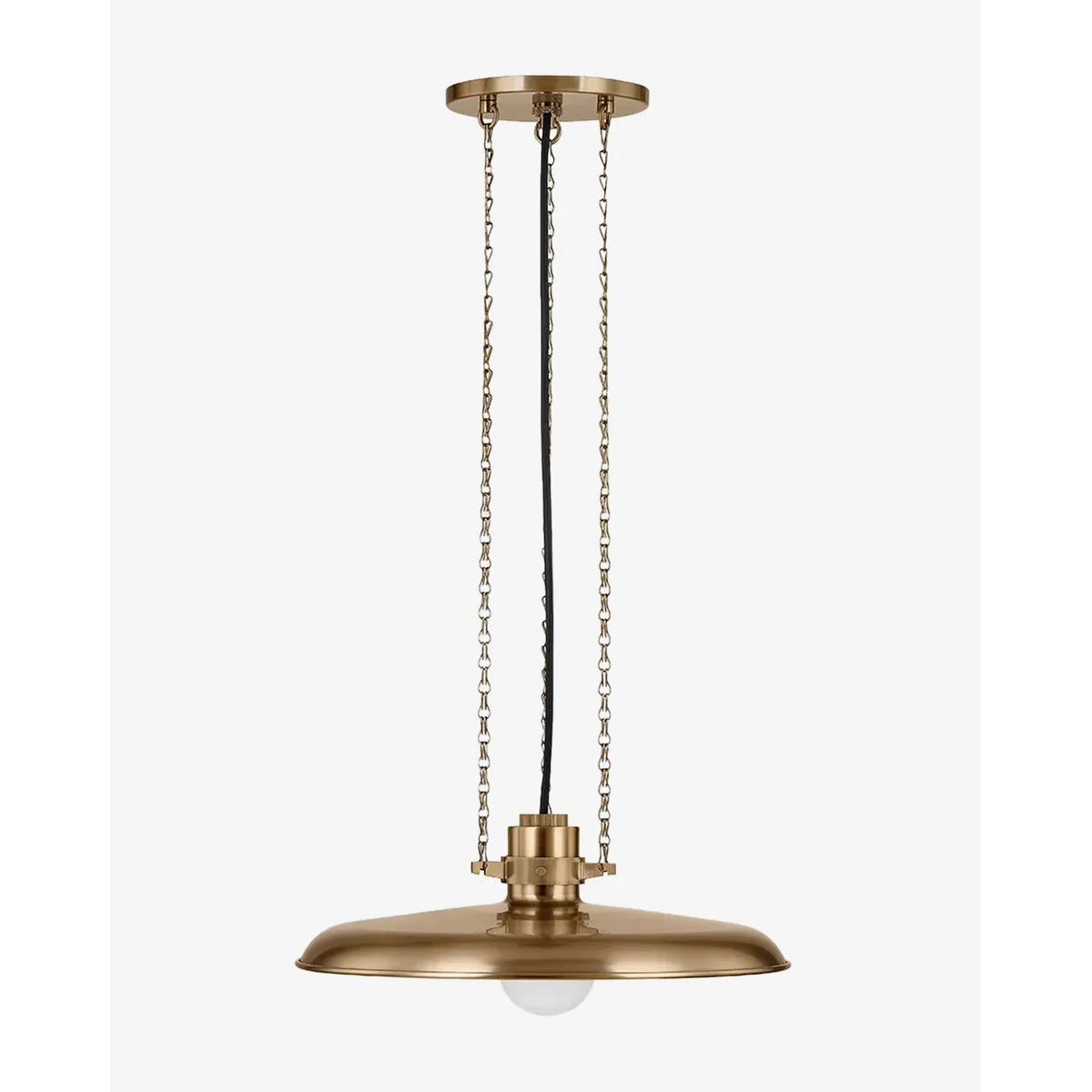 Rainhill Pendant dome hanging light with matte finish casting warm focused downlight over kitchen island