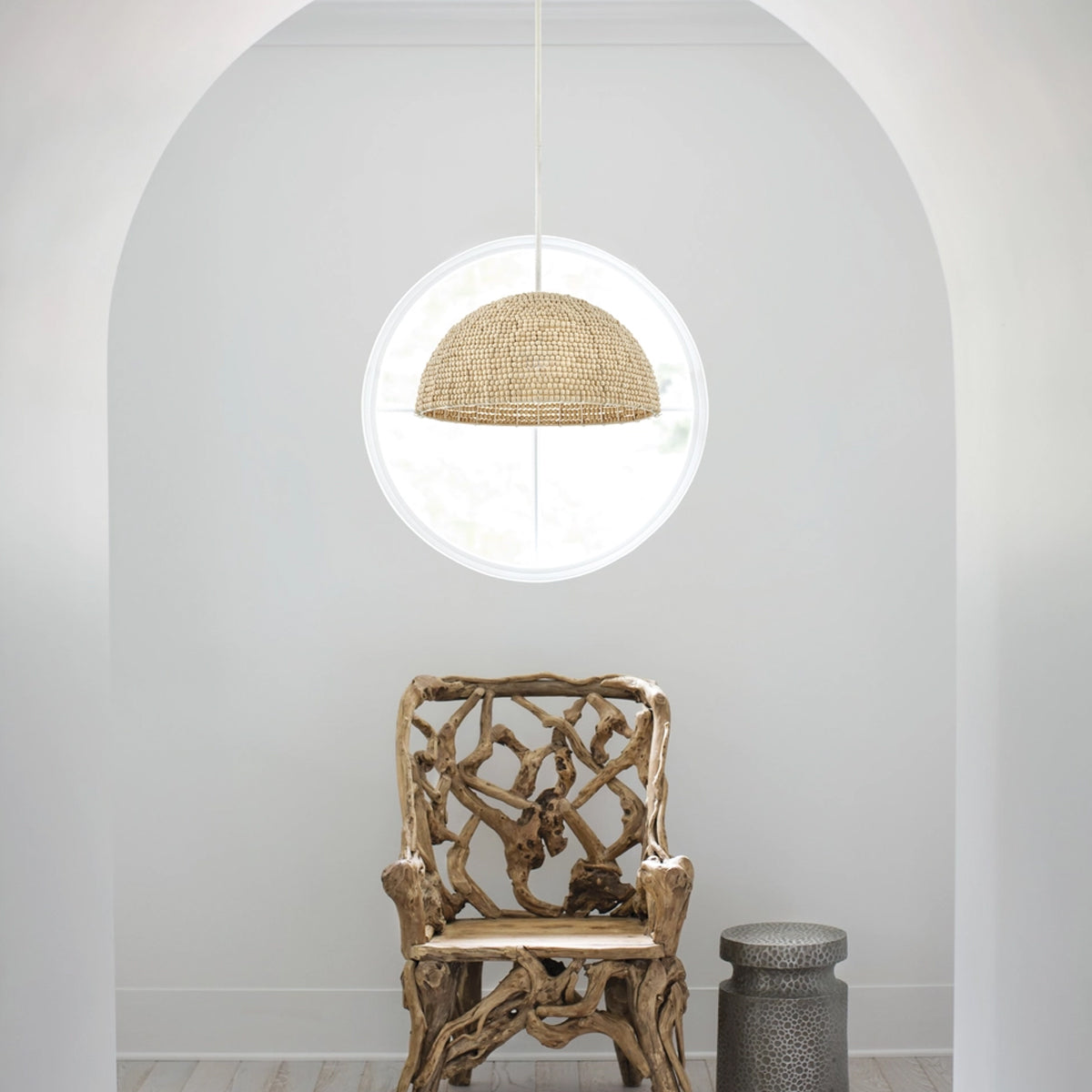 Raquel Artisan Woven Bead Dome Pendant Light