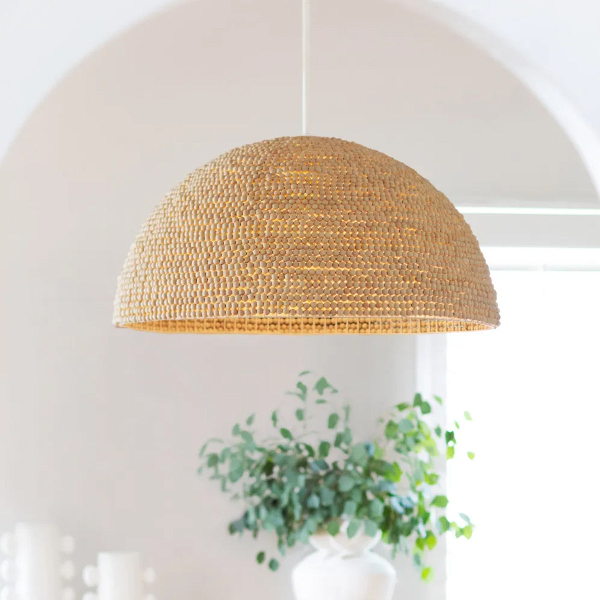Raquel Artisan Woven Bead Dome Pendant Light