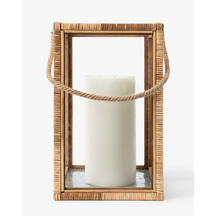 Rattan and Glass Lantern — Natural Rattan Lantern with Warm Even Glow – view 6