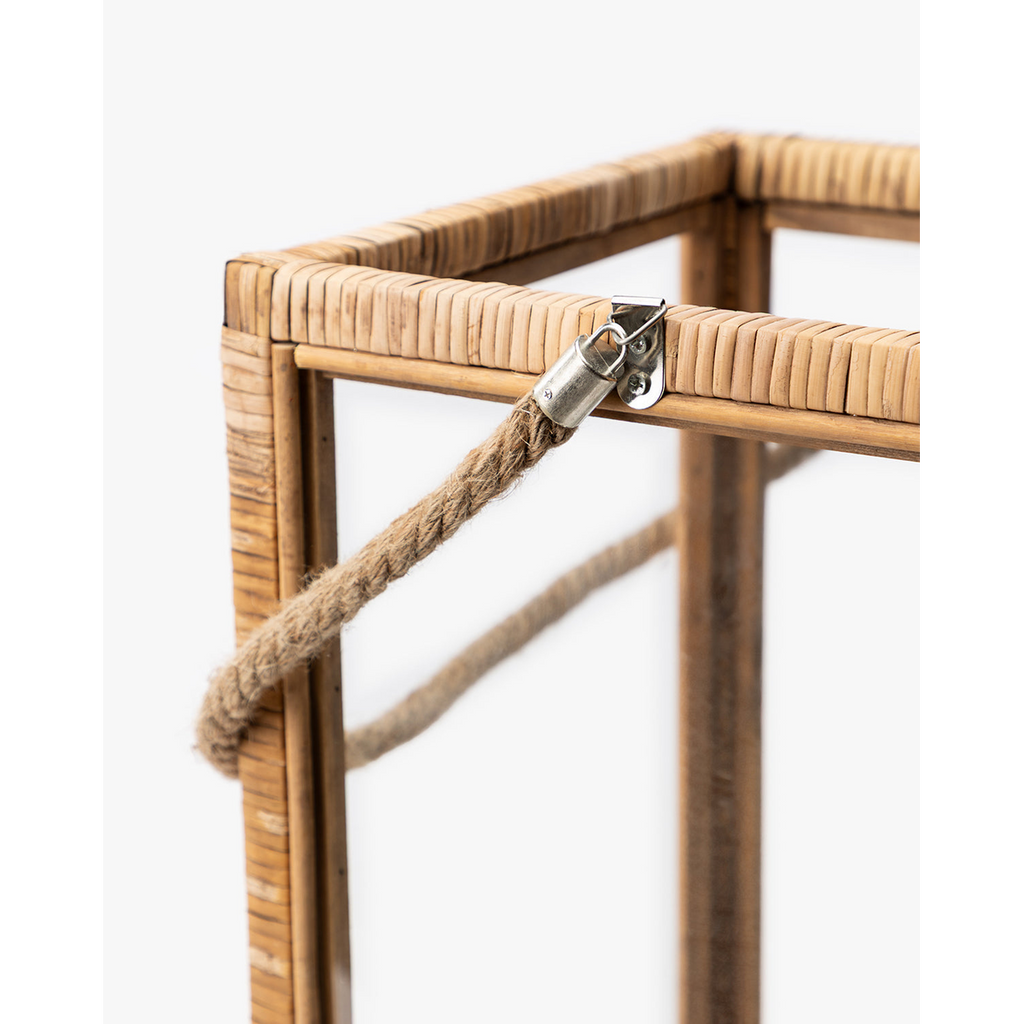 Rattan and Glass Lantern — Natural Rattan Lantern with Warm Even Glow