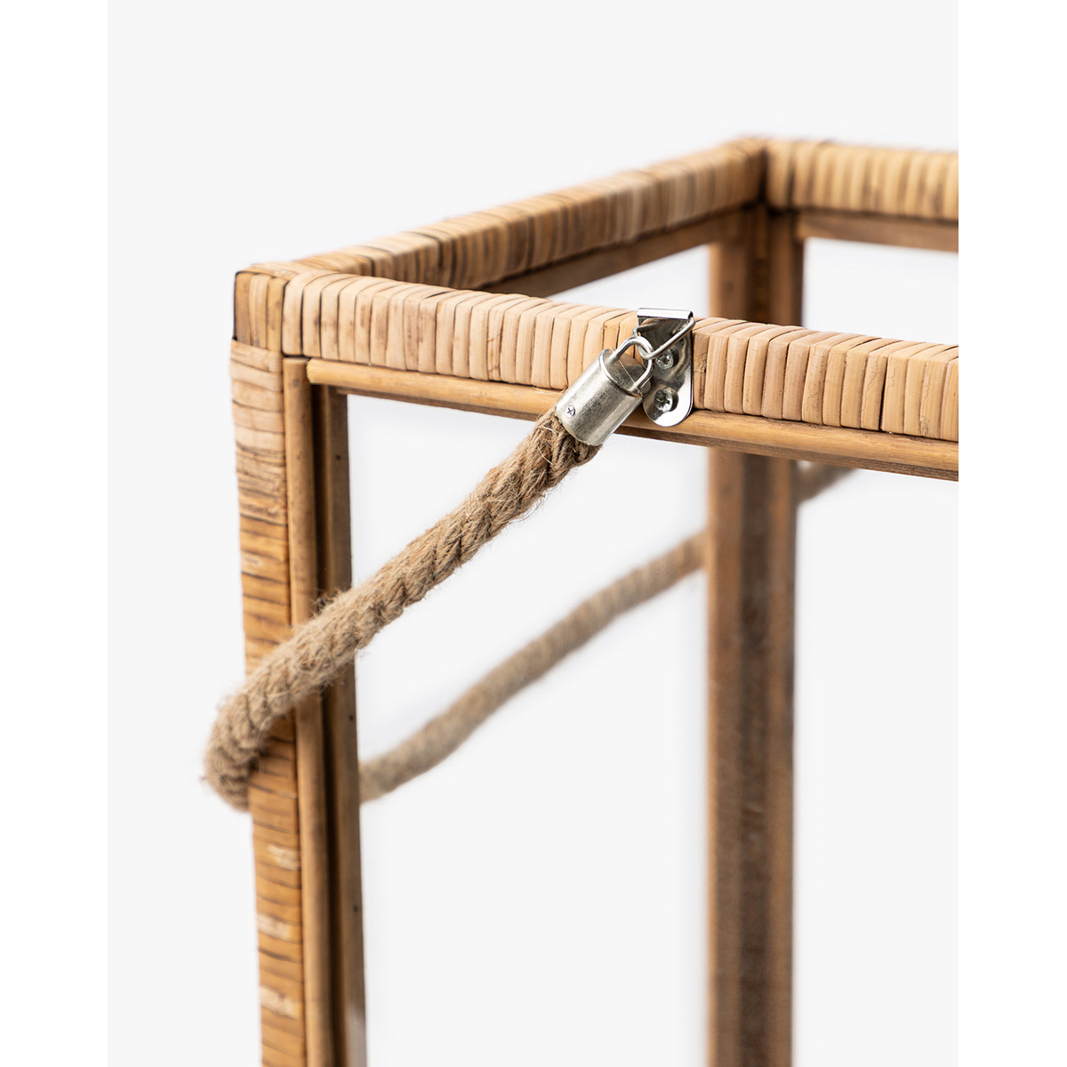 Rattan and Glass Lantern — Natural Rattan Lantern with Warm Even Glow