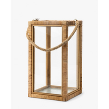 Rattan and Glass Lantern — Natural Rattan Lantern with Warm Even Glow – view 3