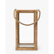 Rattan and Glass Lantern — Natural Rattan Lantern with Warm Even Glow – view 4