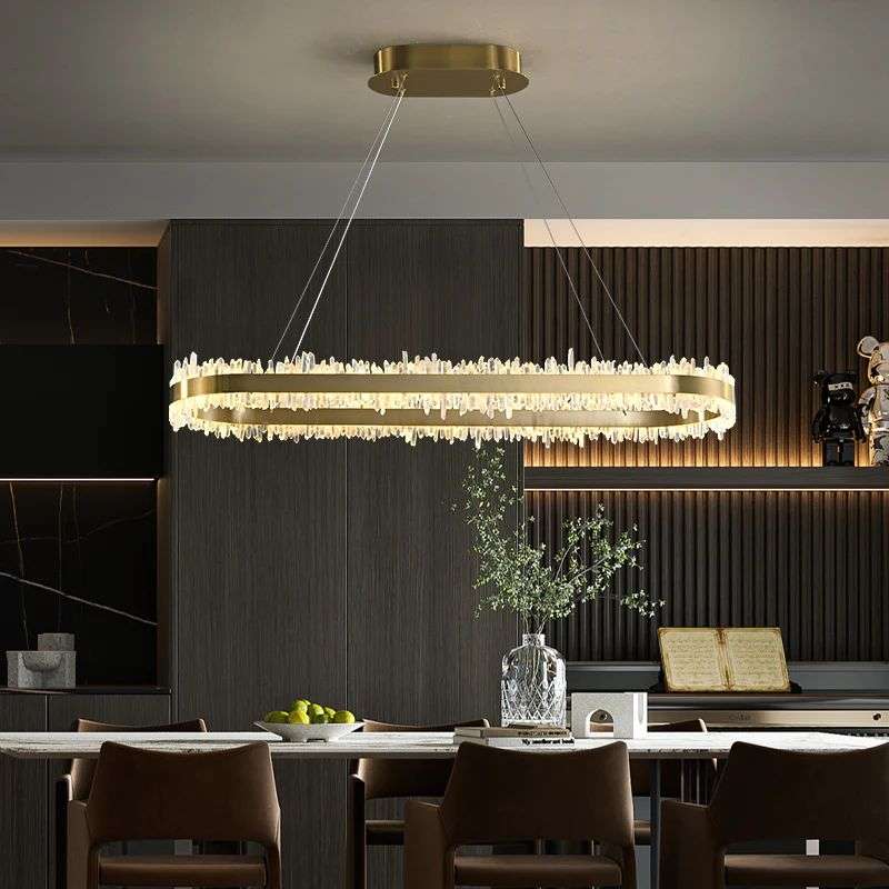 Rock Crystal Oval Chandelier - View 2