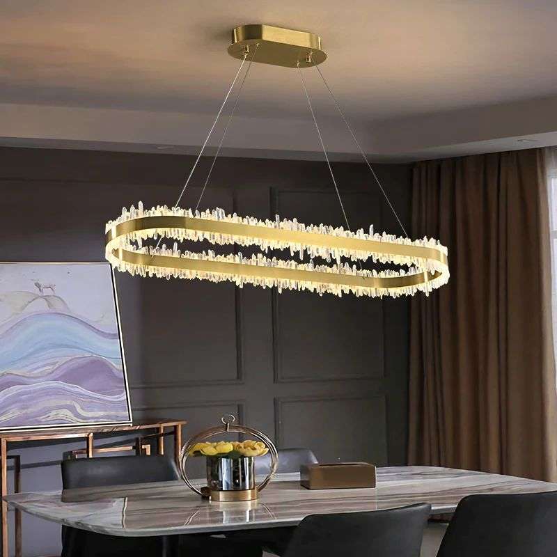 Rock Crystal Oval Chandelier - View 3