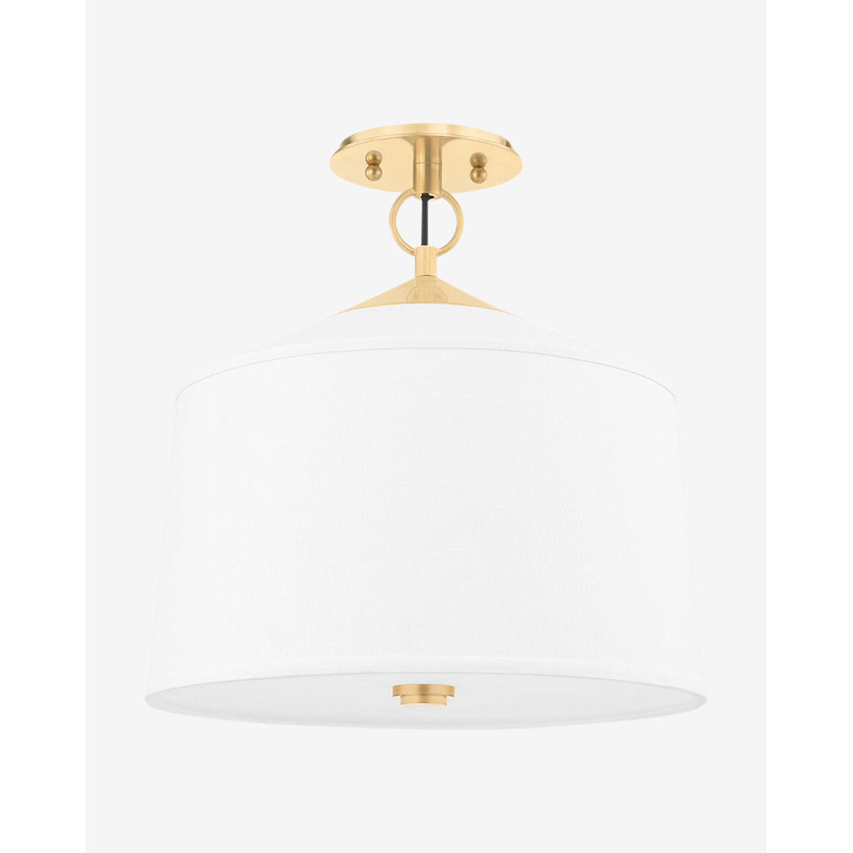 White Semi Flush Ceiling Light – Modern LED plain Semi-Flush Mount with Silk Fabric Shade