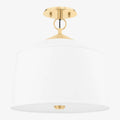 White Semi Flush Ceiling Light – 3-Light Modern LED Ceiling Fixture with Cream Silk Fabric Umbrella Shade – Contemporary Semi-Flush Mount for Bedroom Kitchen Dining Room 24 Inch
