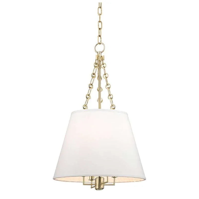 Aged Brass Linen Shade Pendant