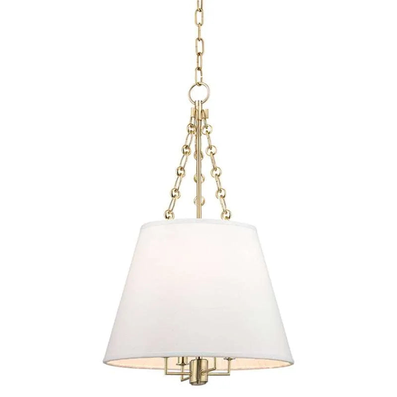 Aged Brass Linen Shade Pendant