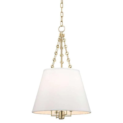 Aged Brass Linen Shade Pendant