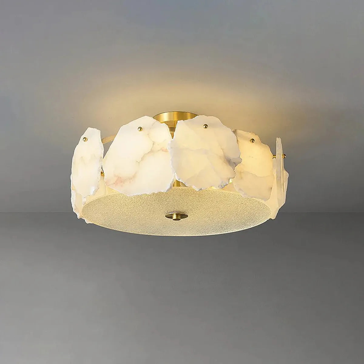Alabaster Artze Ceiling Fixture | Warm Brass Interior Lighting