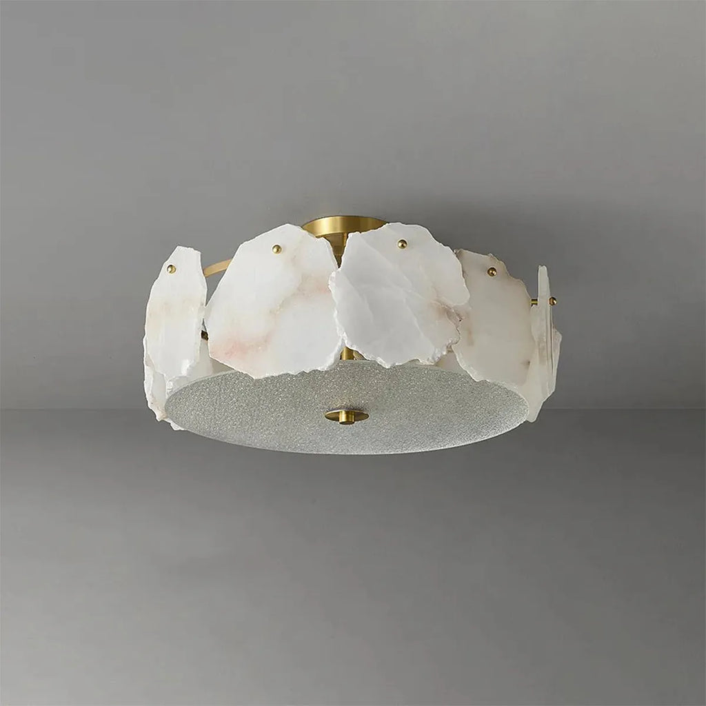 Alabaster Artze Ceiling Fixture | Warm Brass Interior Lighting
