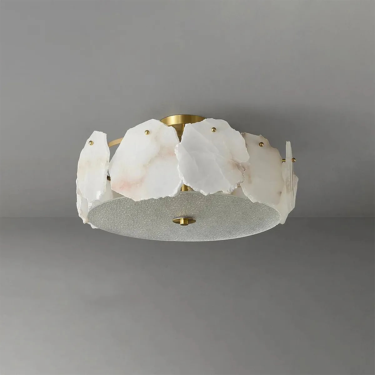 Alabaster Artze Ceiling Fixture | Warm Brass Interior Lighting