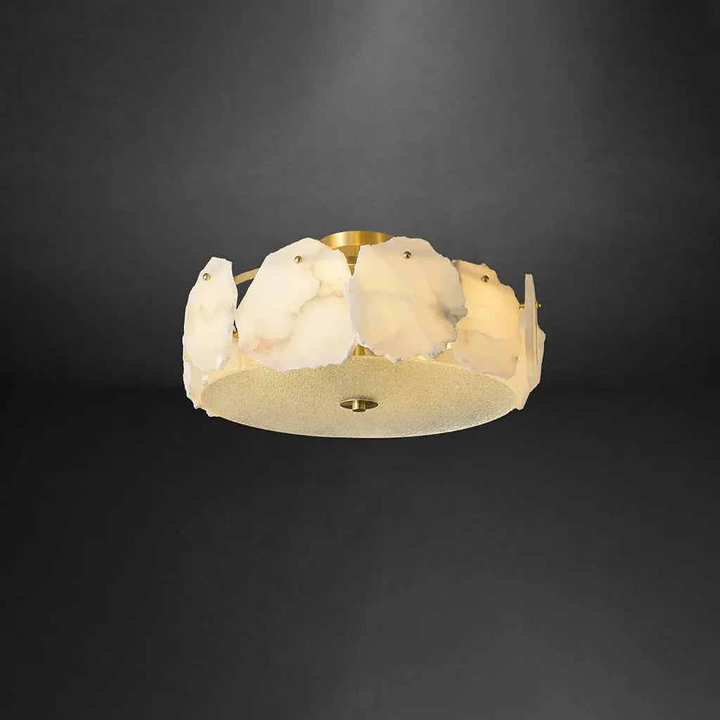 Alabaster Artze Ceiling Fixture | Warm Brass Interior Lighting - View 2