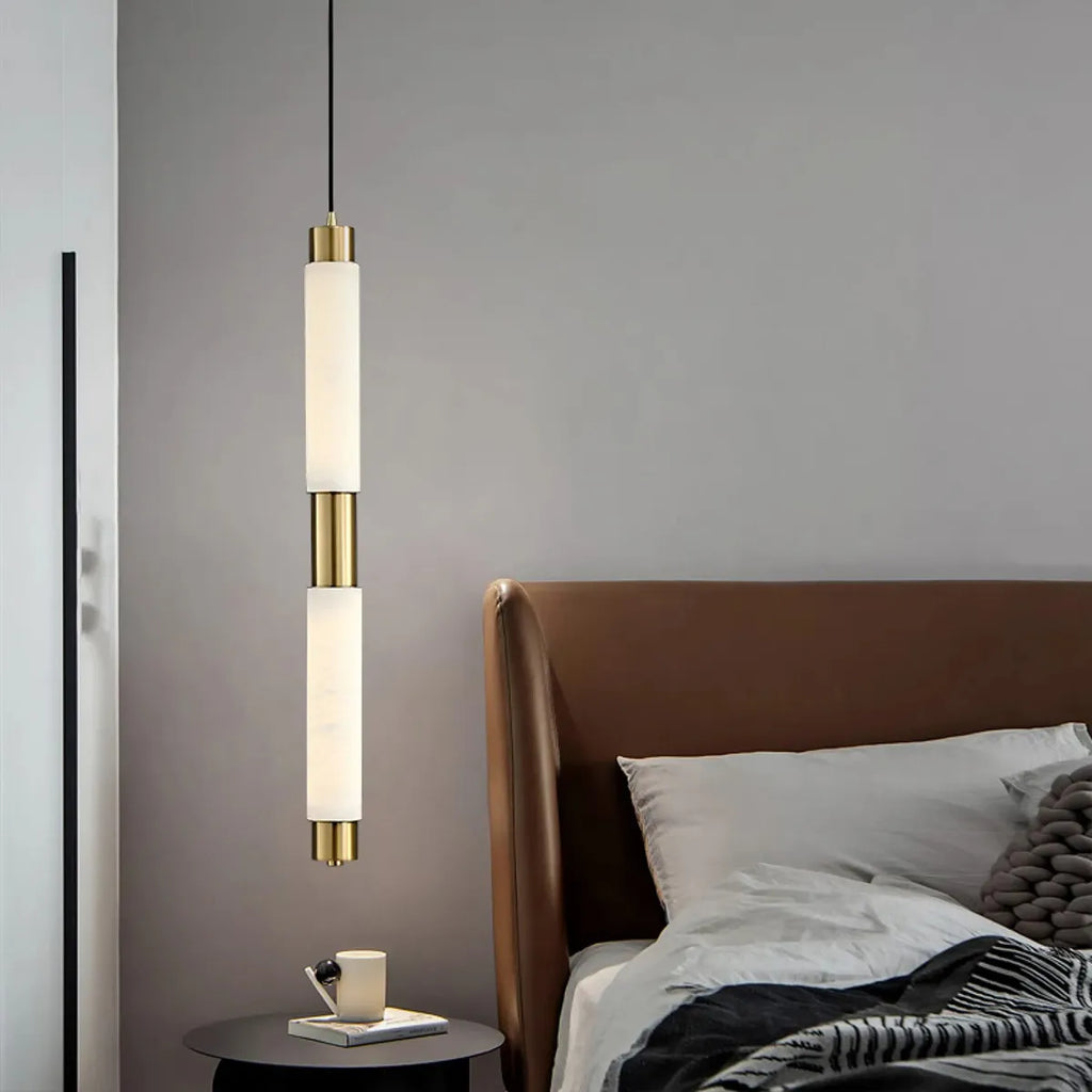 Alabaster Cylindrical Single Pendant | Modern Pendant Lighting - View 2