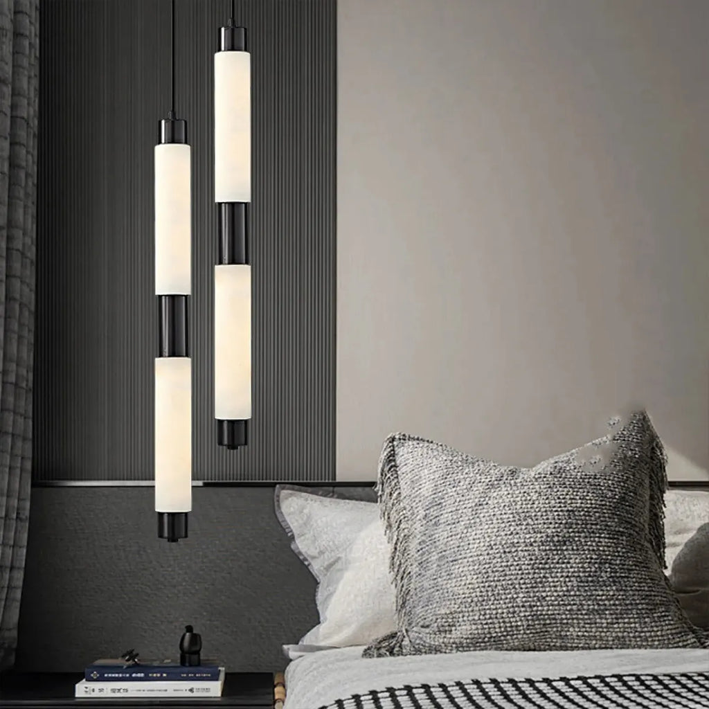 Alabaster Cylindrical Single Pendant | Modern Pendant Lighting - View 3