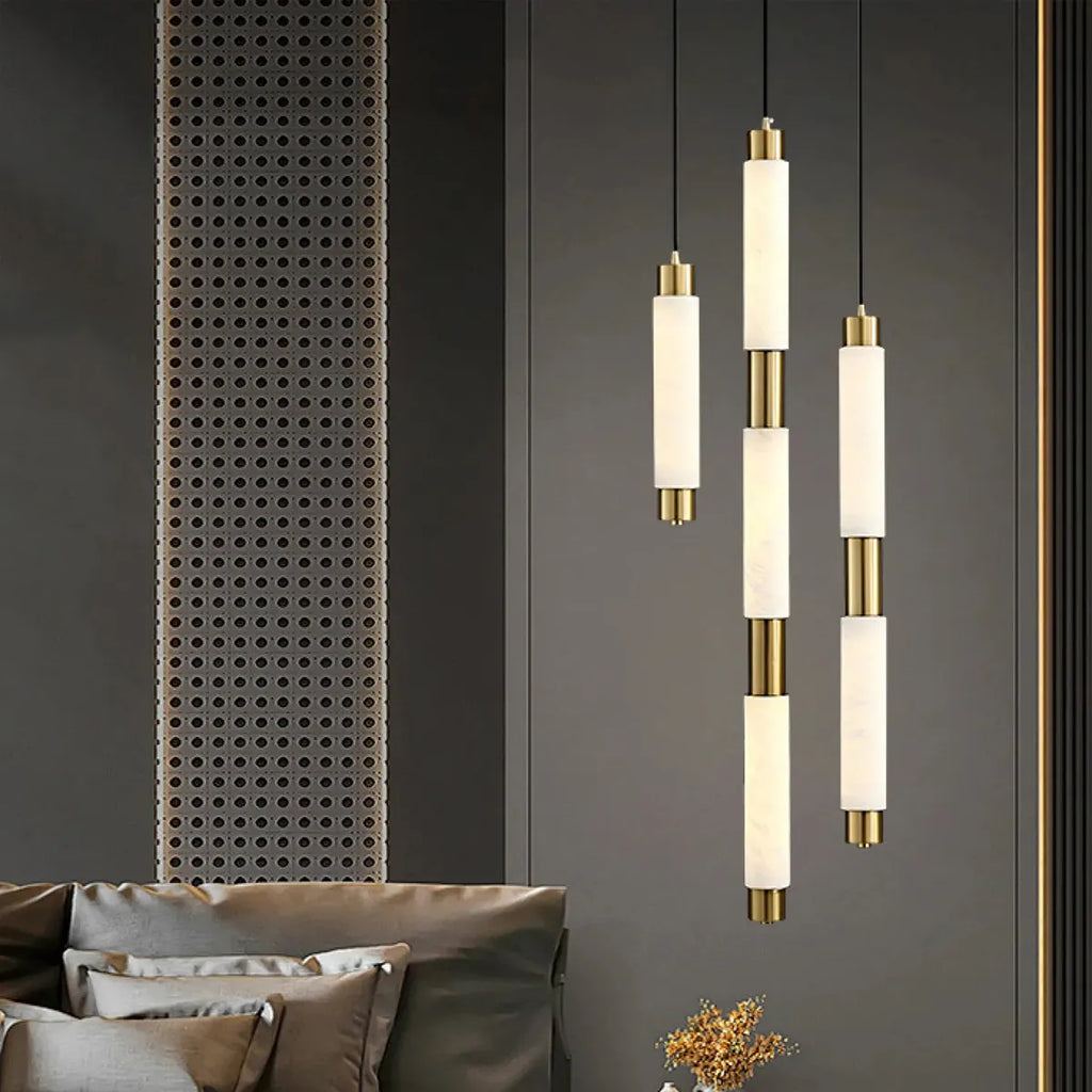 Alabaster Cylindrical Single Pendant | Modern Pendant Lighting - View 5