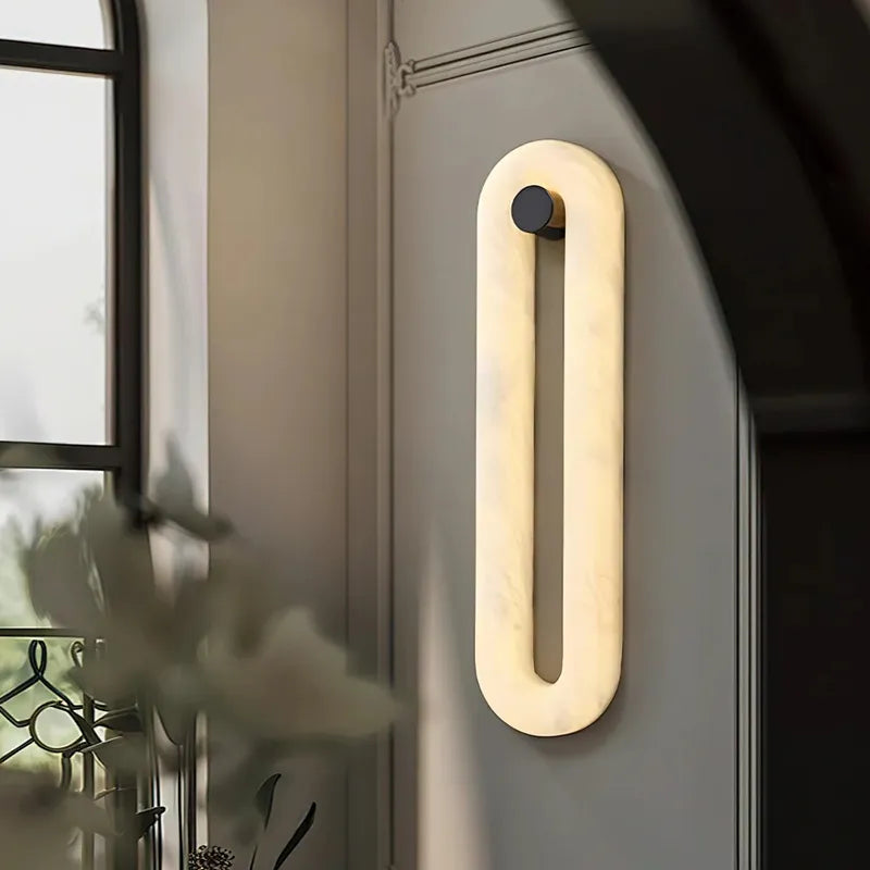 Alabaster Elliptical Wall Lamp – Gradual Fade Glow with Modern Design - View 3