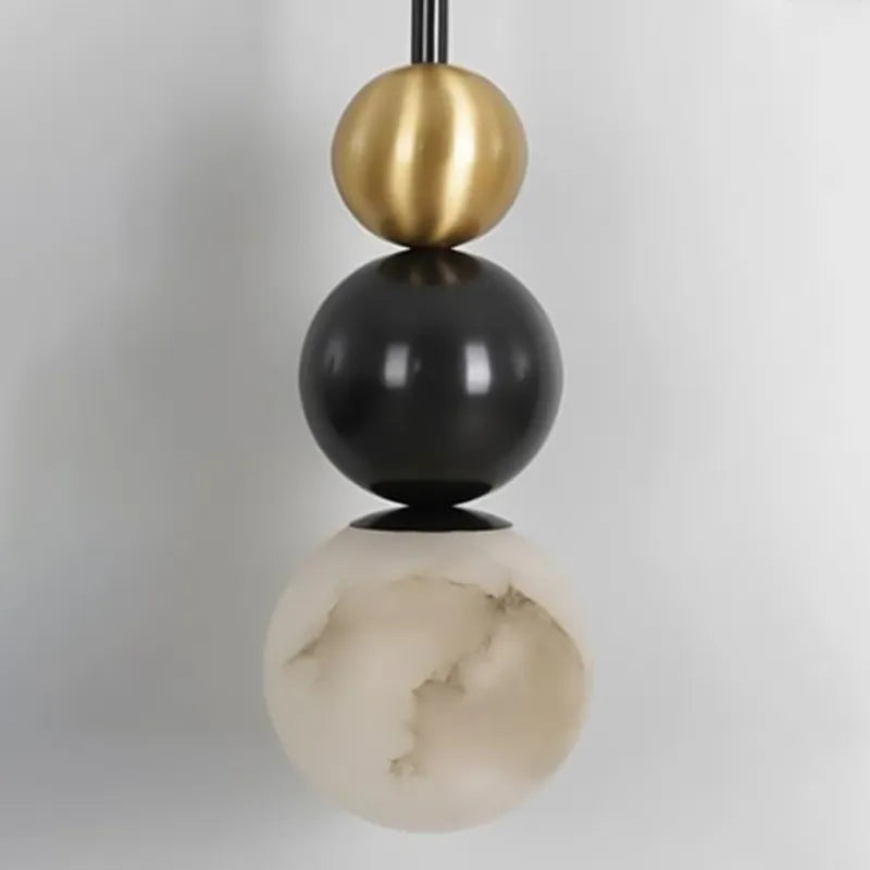 Alabaster Globe Sconce | Copper & Black Wall & Ceiling Modern Ball Light - View 3