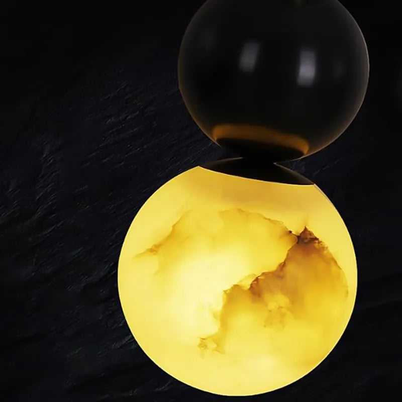 Alabaster Globe Sconce | Copper & Black Wall & Ceiling Modern Ball Light - View 4