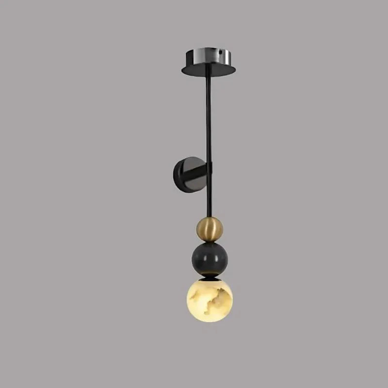 Alabaster Globe Sconce | Copper & Black Wall & Ceiling Modern Ball Light - View 5