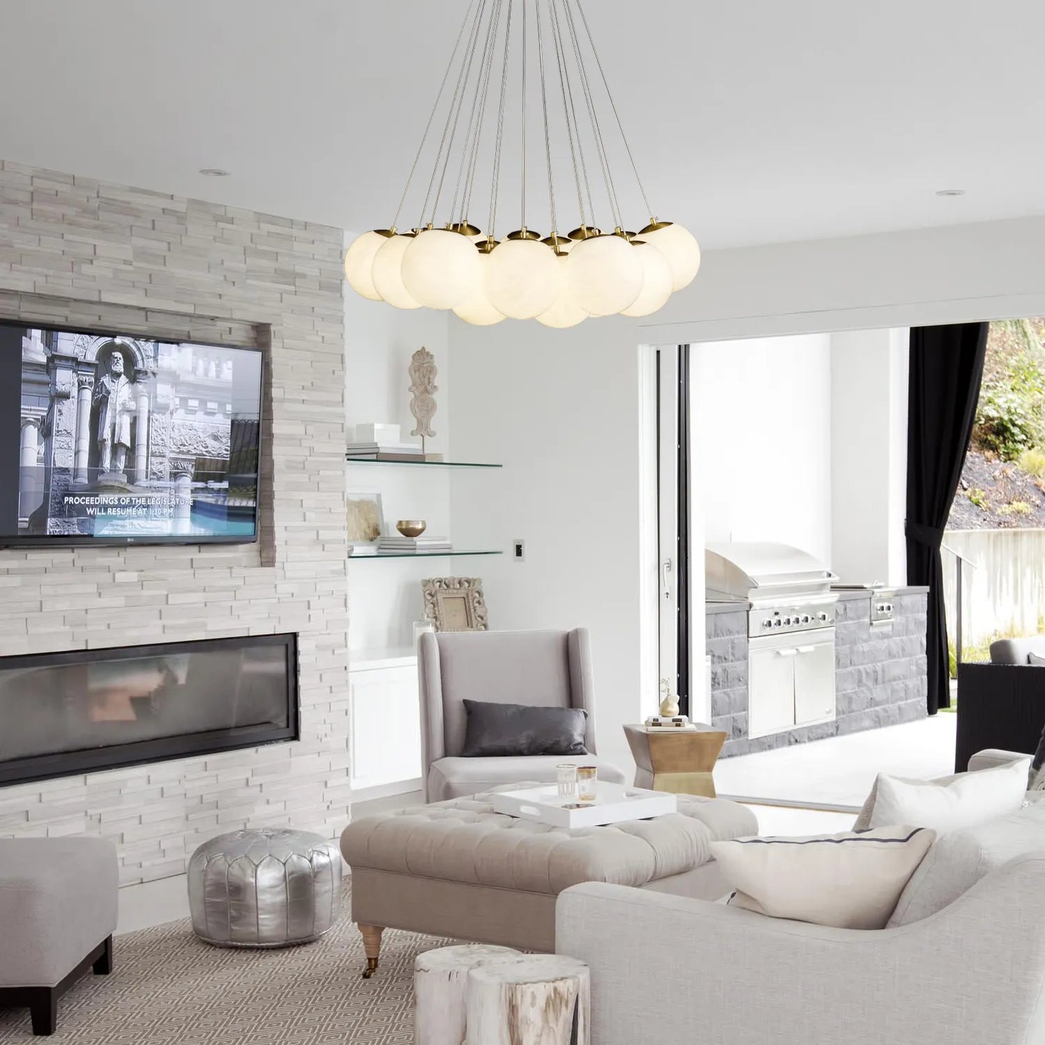 brass globe chandelier