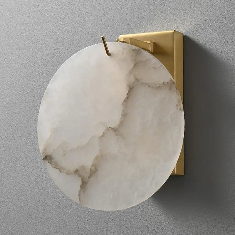 Alabaster Moon Disc Wall Sconce | Brass-Accented Statement Lighting