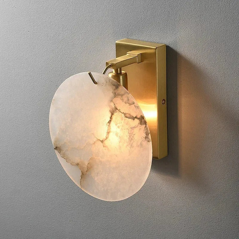 Alabaster Moon Disc Wall Sconce | Brass-Accented Statement Lighting - View 5