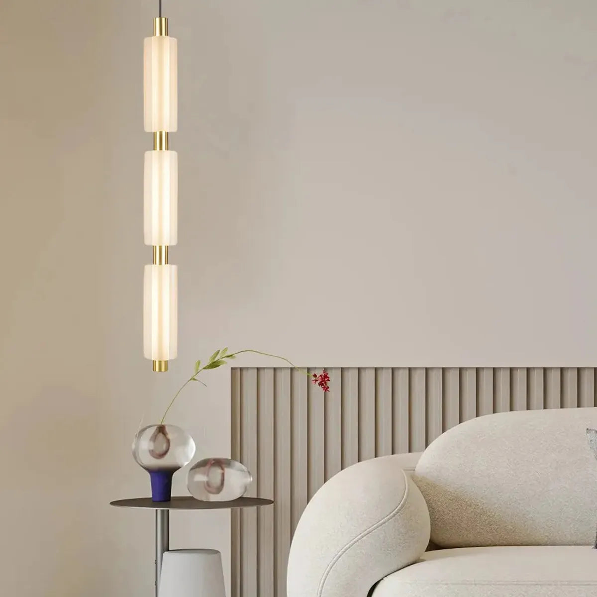 Alabaster Pendant Lamp – Cylindrical LED Pendant for Modern Indoor Lighting - View 3