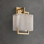Alabaster Rectangular Wall Lamp | Copper Frame Elegant Accent Lighting